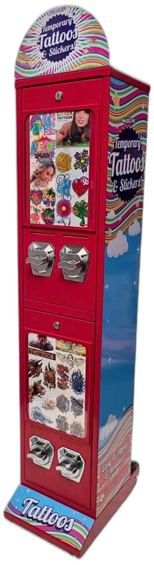 Temporary tattoo and sticker tower vending machine