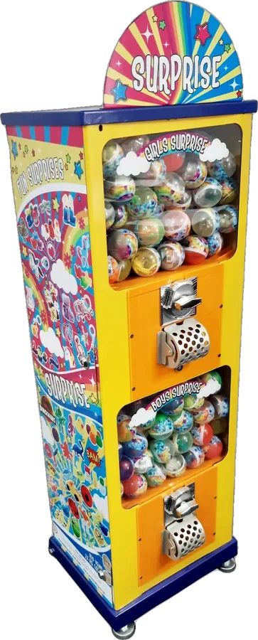 Two-tier surprise capsule tower with separate girls' and boys' capsule mixes