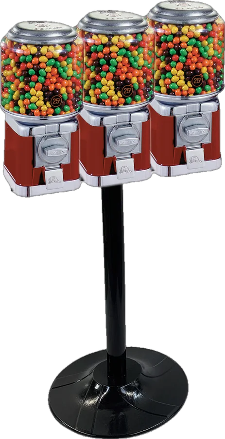 Triple-head vending stand with three mixes on one pedestal