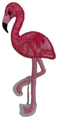 Embroidered flamingo patch